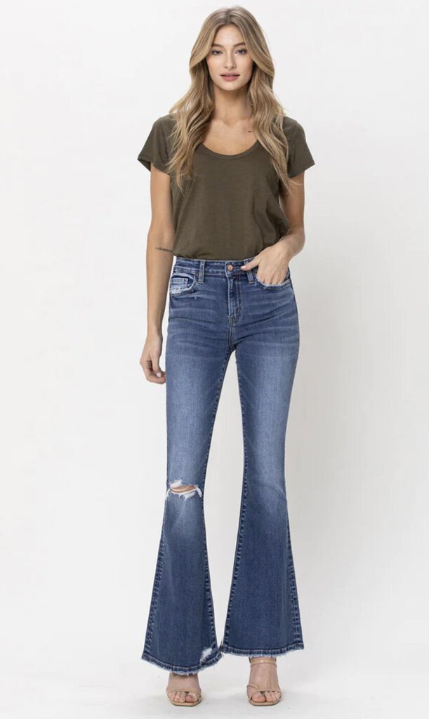 VERVET Mid Rise Flare Jean with Slit