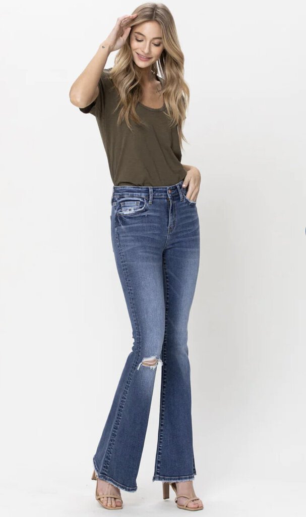 VERVET Mid Rise Flare Jean with Slit