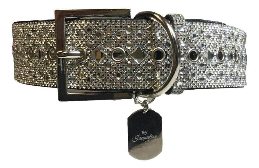 JACQUELINE KENT Large Wide Diamonds in the Ruff Dog Collar 3 Color Choices