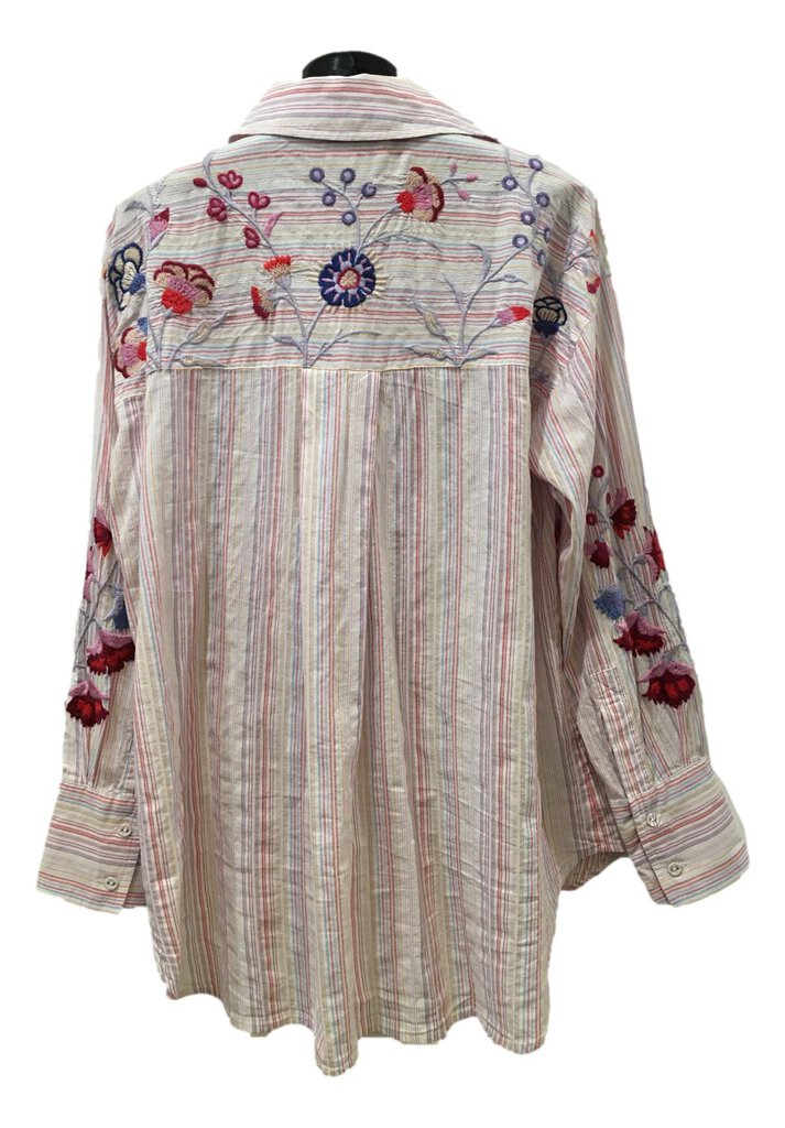 JOHNNY WAS WORKSHOP STRIPED LONG SLEEVE PIPER SHIRT TOP