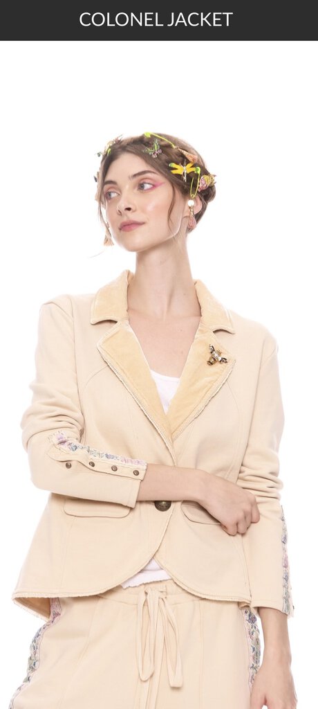 ARATTA Vintage Beige French Terry Jacket With Velvet Collar