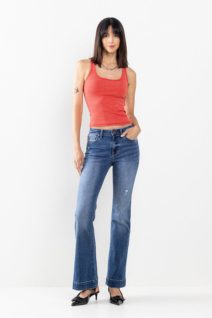 SNEAK PEEK Light Wash Ultra Stretch Mid Rise Slim Bootcut Jean