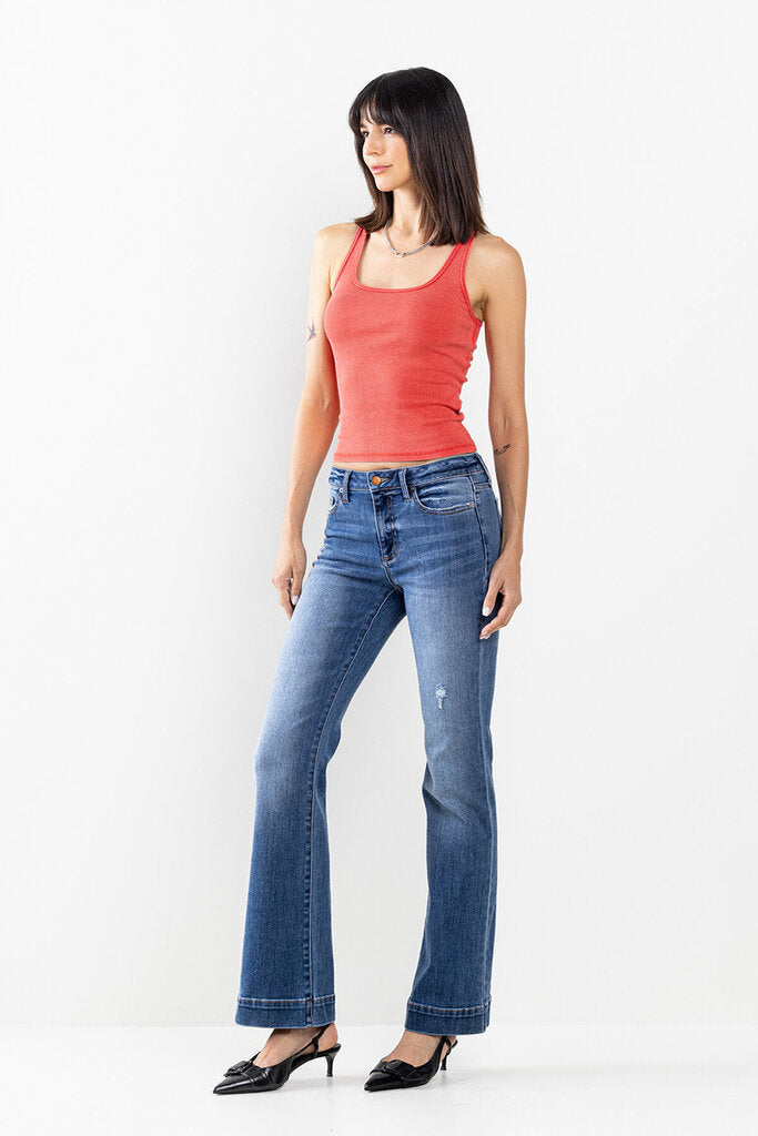 SNEAK PEEK Light Wash Ultra Stretch Mid Rise Slim Bootcut Jean