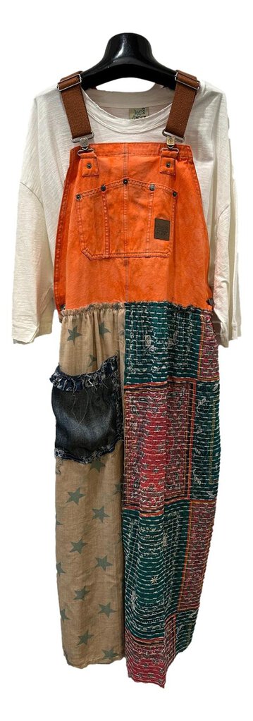 JADED GYPSY Orange Overall Sunburst Dreams Patchwork Dress Made in the USA