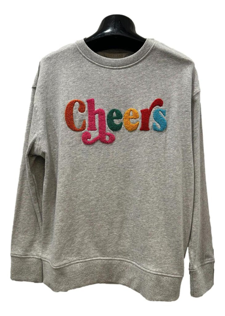 SHIRALEAH Grey "Cheers" Sweatshirt Top