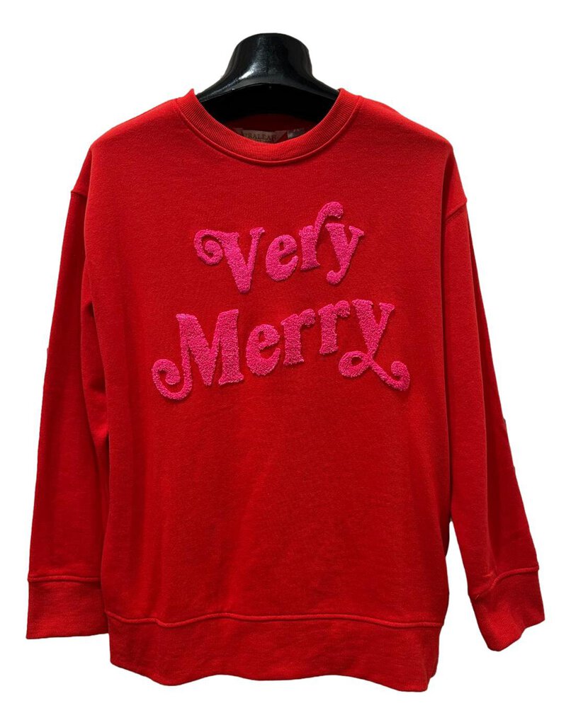 SHIRALEAH Red "Very Merry" SWEATSHIRT TOP