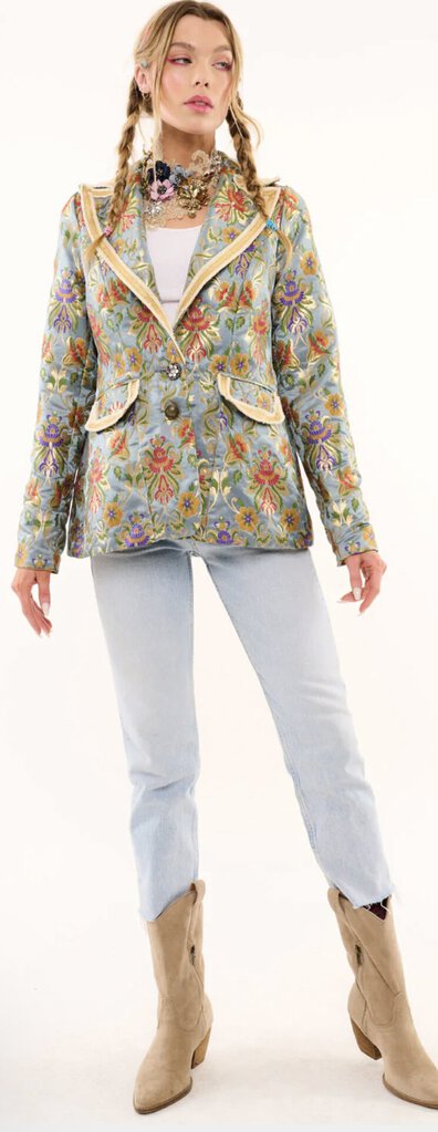 ARATTA Renaissance Silk Paisley Jacquard Blazer