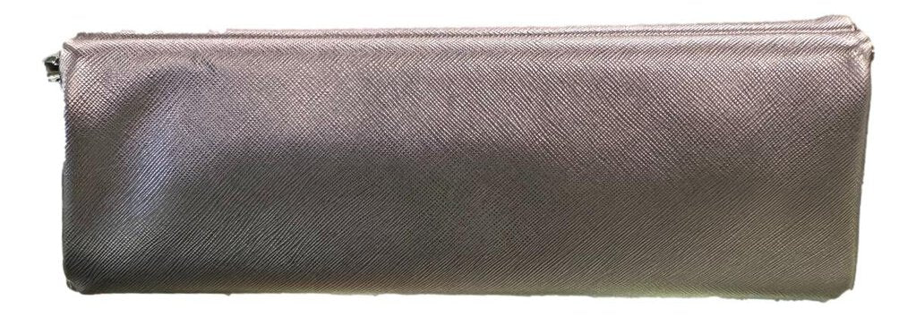 PRADA Silver Leather Saffiano East West Clutch Bag