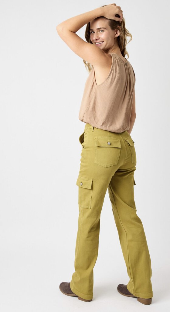 JUDY BLUE High Waist Moss Green Garment Dyed Cargo Jean