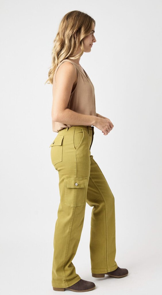 JUDY BLUE High Waist Moss Green Garment Dyed Cargo Jean