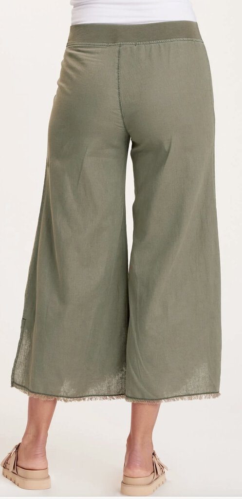 WEARABLES Olive Linen Raw Edge Hemline Pant