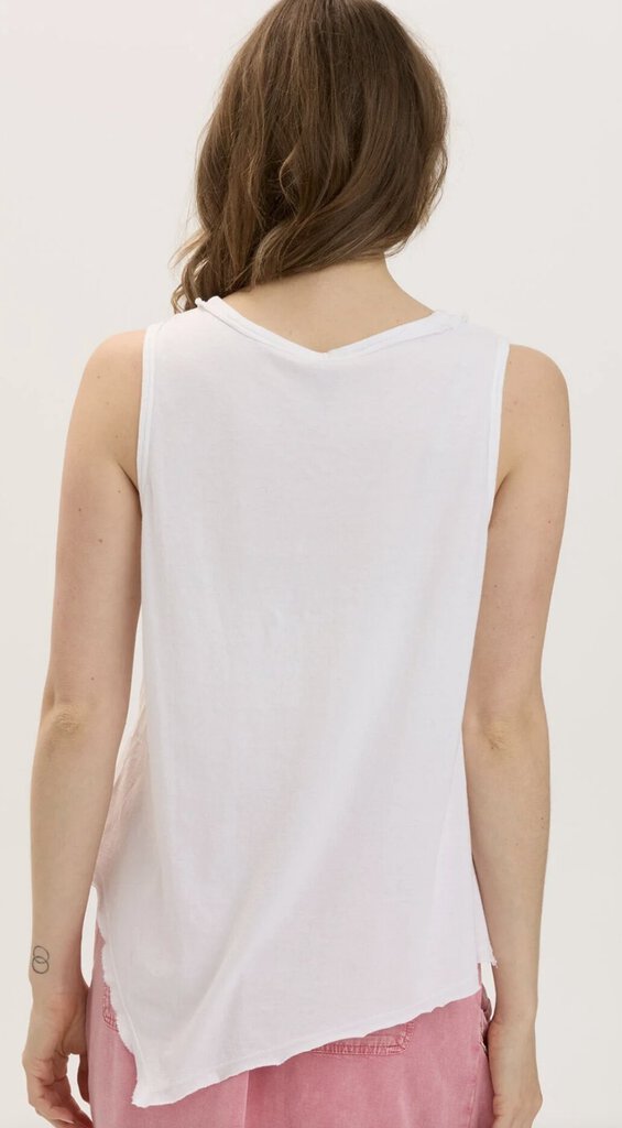 WEARABLES Sleeveless White V-neck Cotton Top