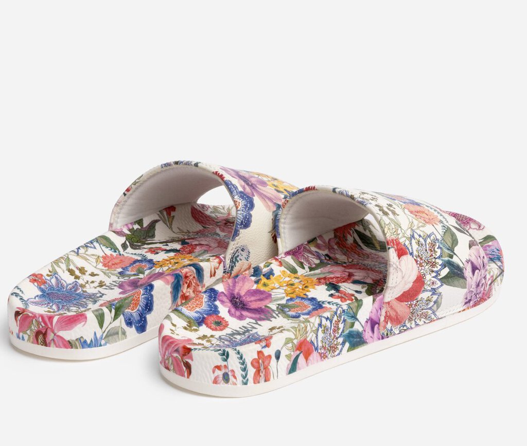 JOHNNY WAS White with Mixed Floral Jungle Poolslide Sandal