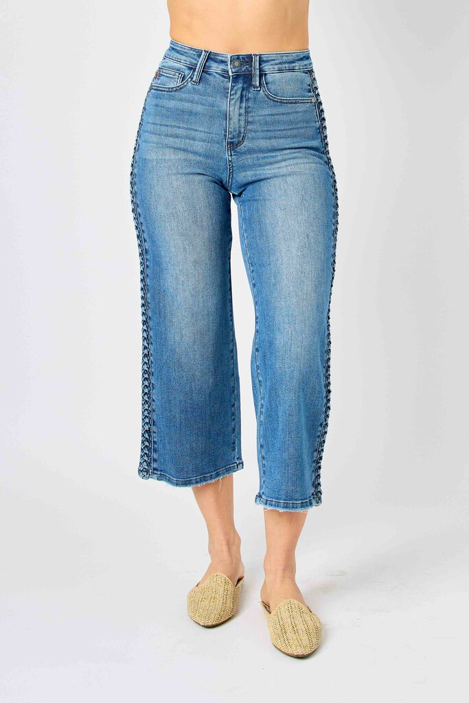 JUDY BLUE High Waist Side Braided Denim Jean