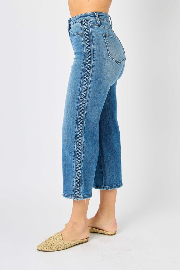 JUDY BLUE High Waist Side Braided Denim Jean