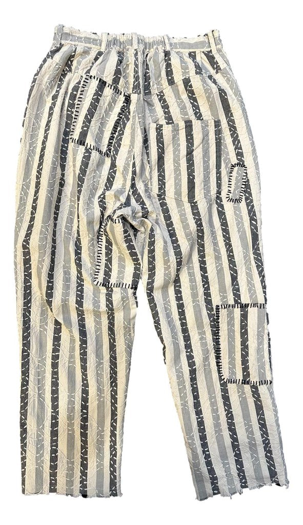 JADED GYPSY Cream Stripe Stitch and Patch Travelling On Pants