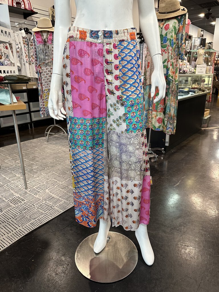 RUBY YAYA Multi Printed Silk Looking Pant