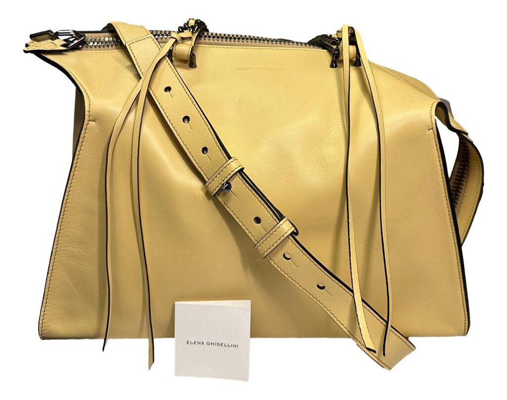 ELENA CHISELLINI Buttery Shammy Leather Wristlet and Shoulder Strap Bag