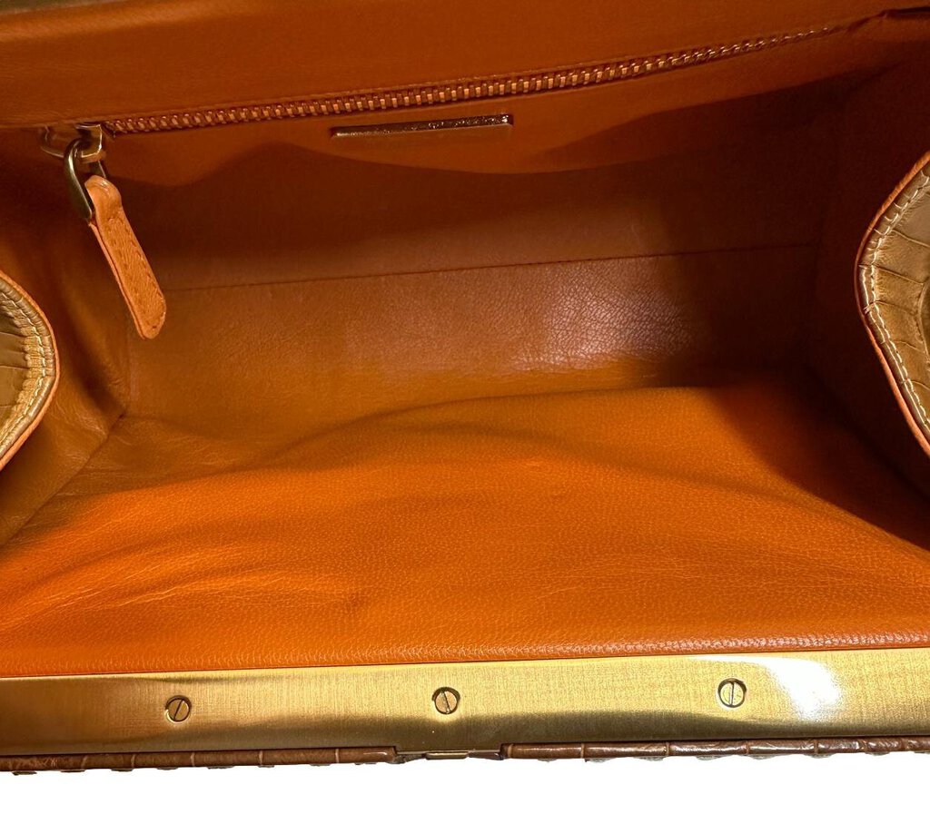 PRADA Tan and Brown Crock Print Vintage Shoulder Bag