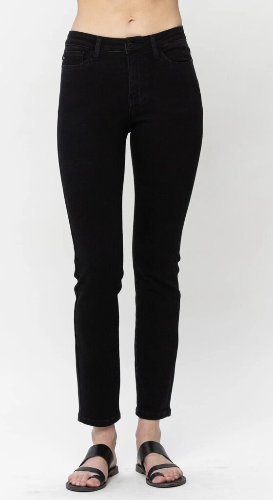 JUDY BLUE MID-RISE BLACK SLIM DENIM JEAN