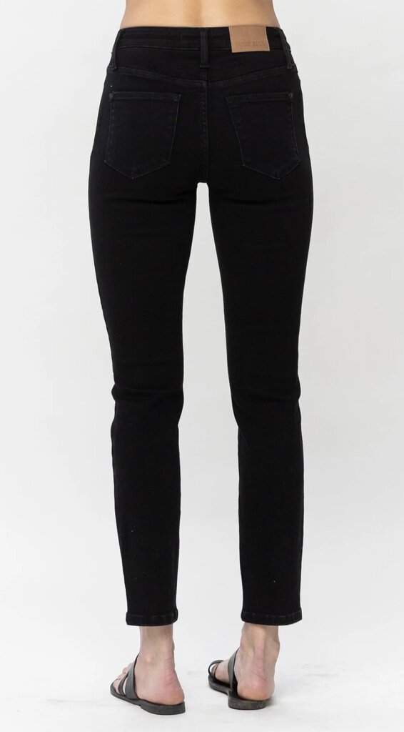 JUDY BLUE MID-RISE BLACK SLIM DENIM JEAN