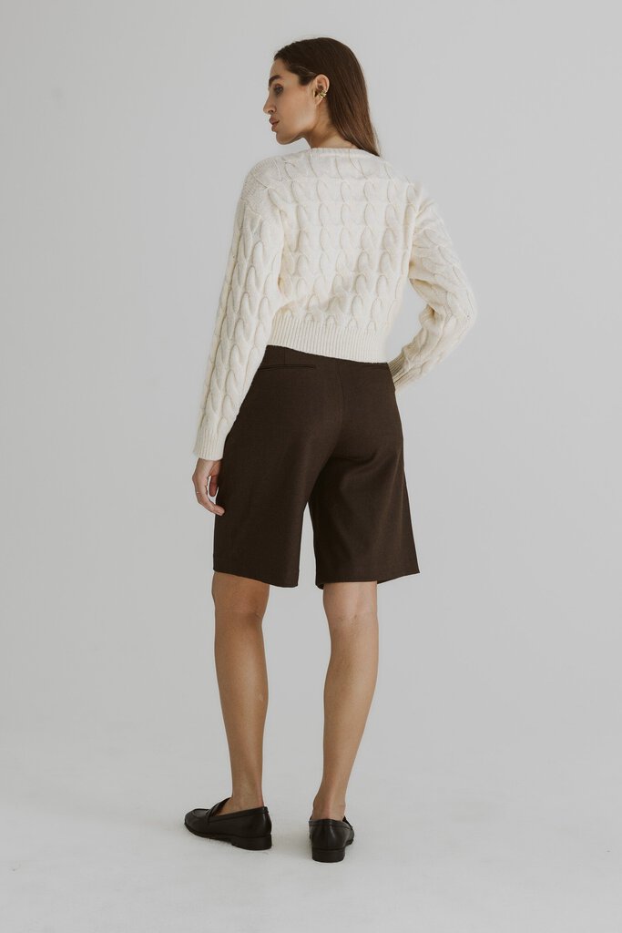 ALLROW Super Soft Classic Cropped Fit Cable Sweater