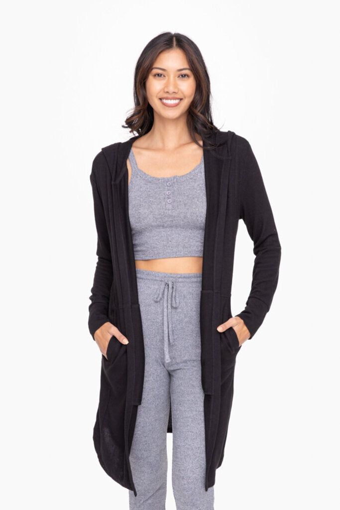 MONO Black Super Soft Open Front Hooded Cardigan Jacket