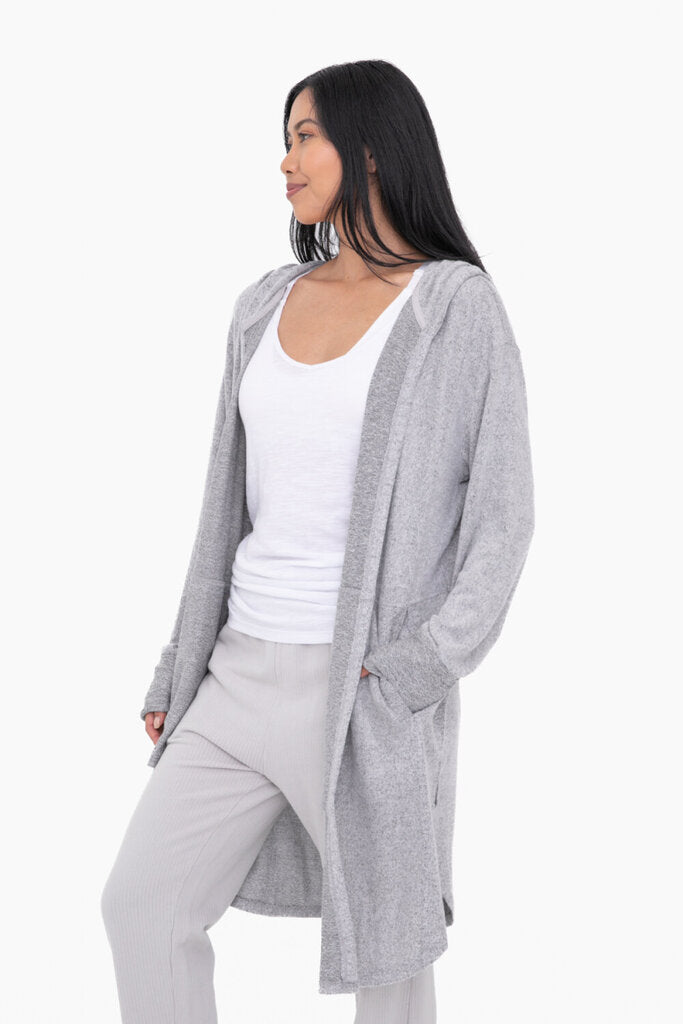 MONO Heather Grey Super Soft Open Front Hooded Cardigan Jacket