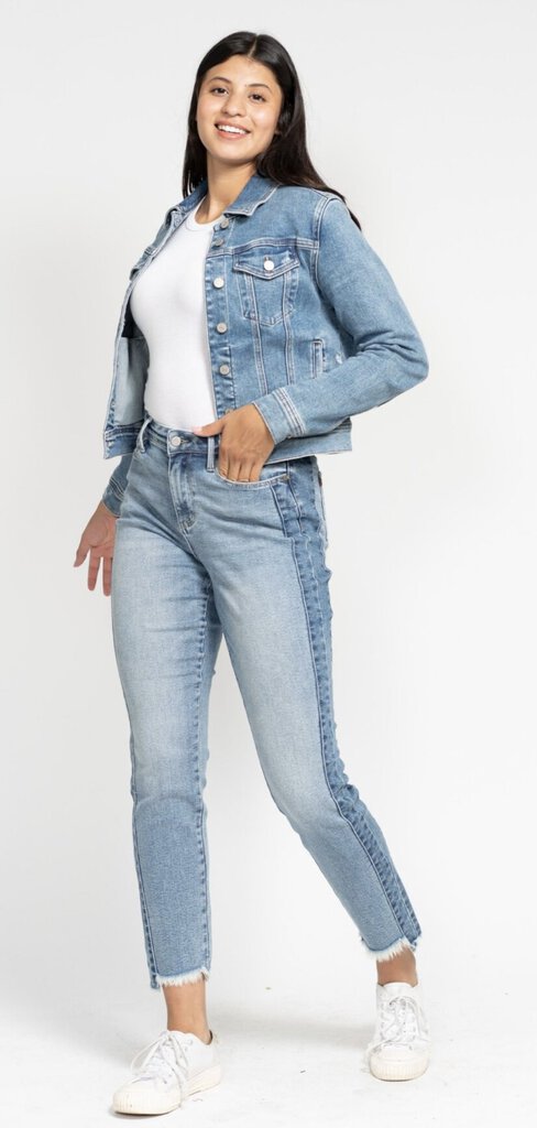 JUDY BLUE Slim High Waist Vintage Wash Side Panel Detail Jean