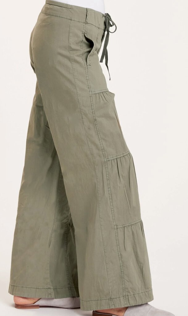 XCVI Olive Terraced Ruched Wide leg Pant