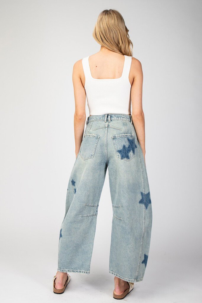 EESOME Light Denim Star Barrel Jeans