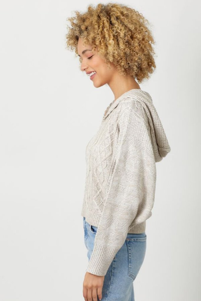 Mystree Oatmeal Dolman Long Sleeve Hoodie Sweater