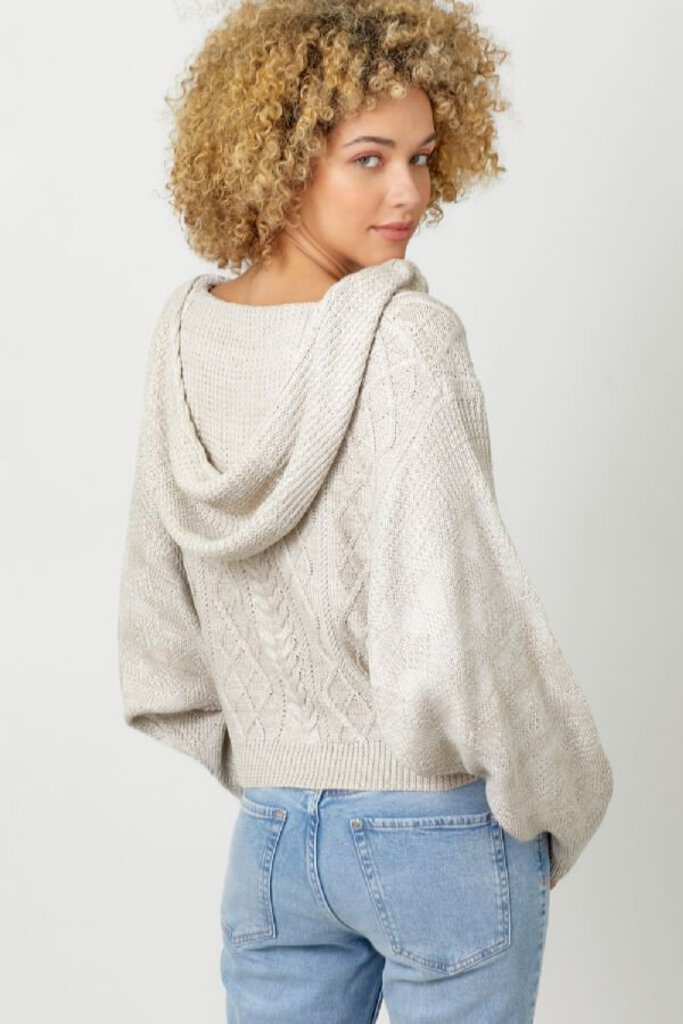 Mystree Oatmeal Dolman Long Sleeve Hoodie Sweater