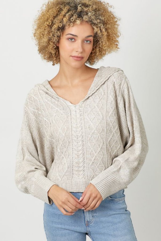 Mystree Oatmeal Dolman Long Sleeve Hoodie Sweater