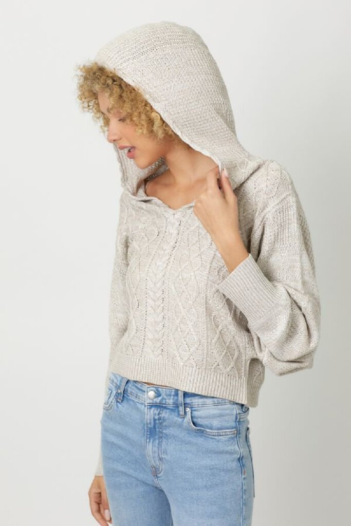 Mystree Oatmeal Dolman Long Sleeve Hoodie Sweater