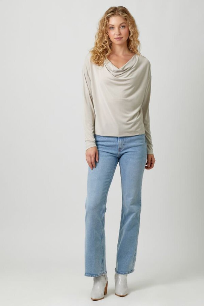 MYSTREE Almond Cowl Neck Long Sleeve Top