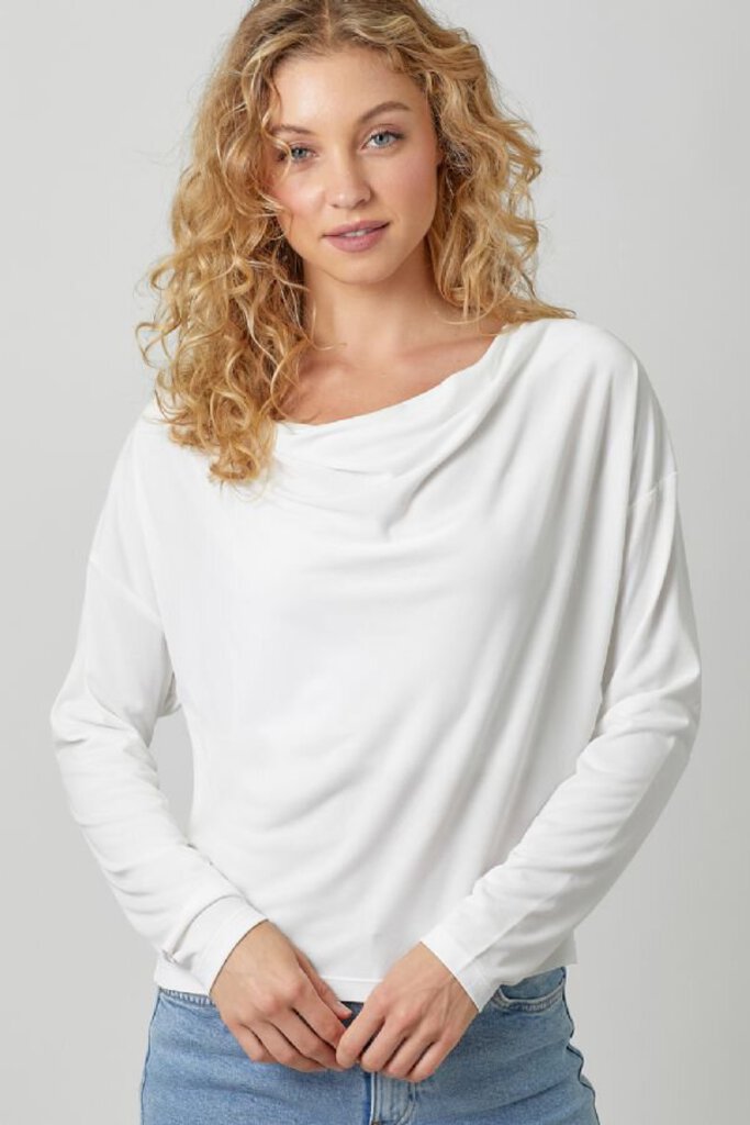 MYSTREE Ivory Long Sleeve Cowl Neck Top