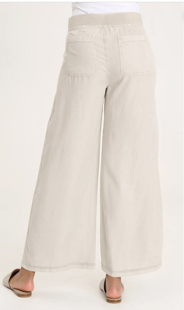 XCVI Light Grey Wide Leg Embroidered Pant