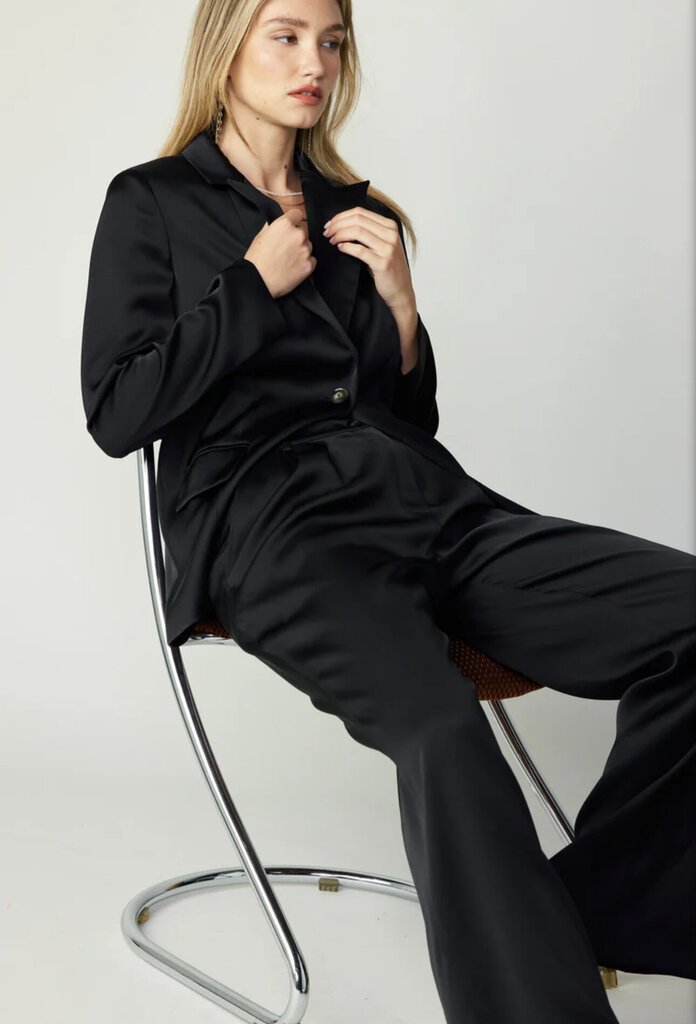 CURRENT AIR Black Silky Belted Long Sleeve Jacket