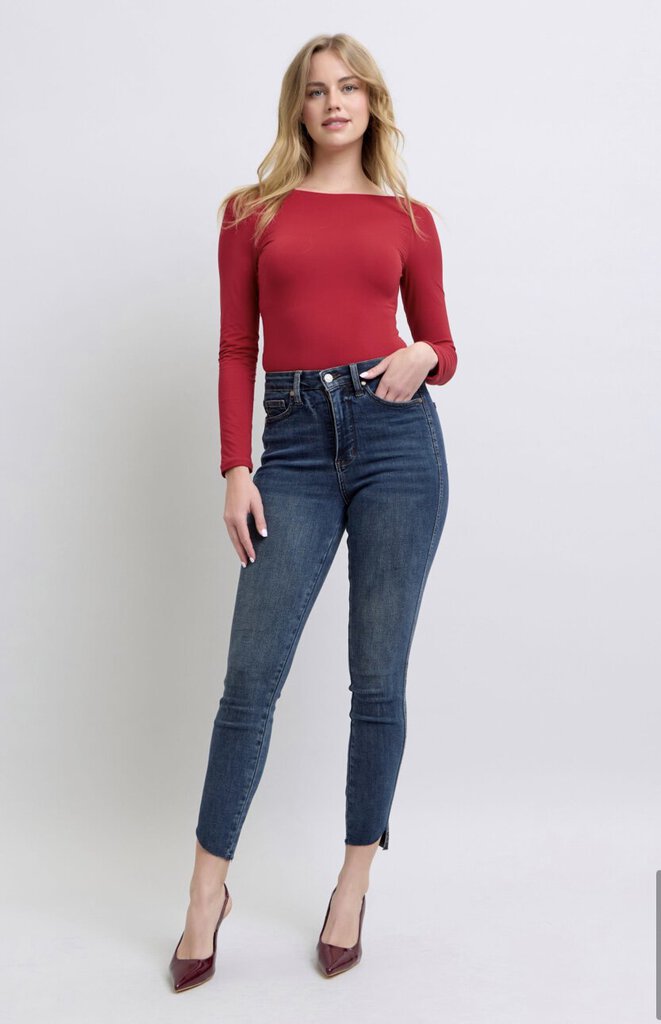 JUDY BLUE High Waist Tummy Control Skinny Step Hem Jean