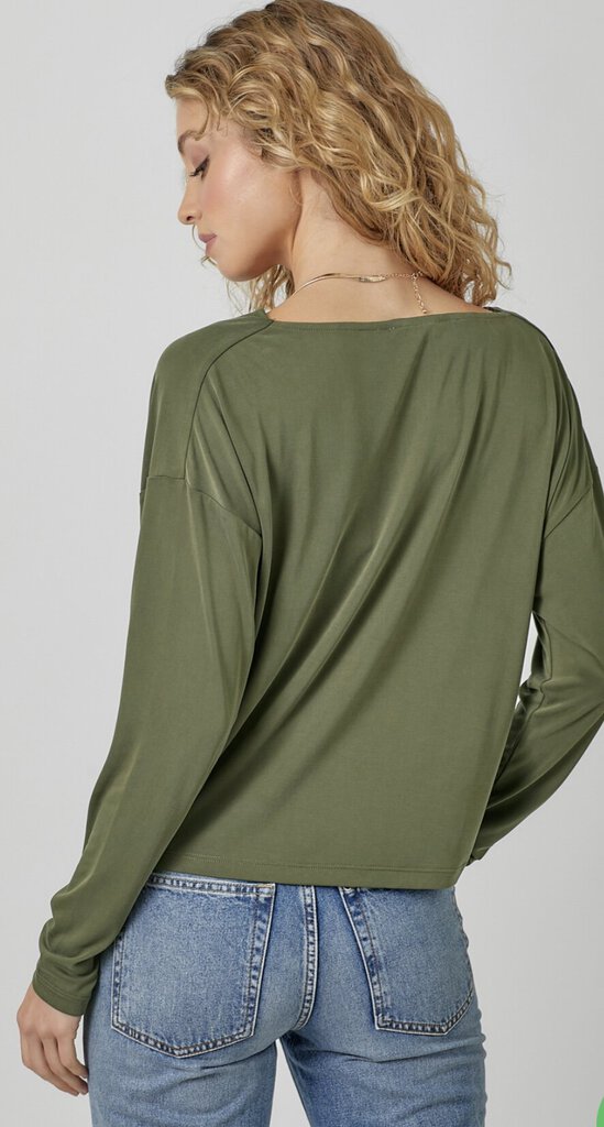 MYSTREE OLIVE LONG SLEEVE COWL NECK TOP