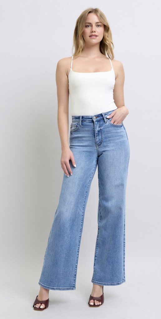 JUDY BLUE High Waist Vintage Wash Retro Wide Leg Jean