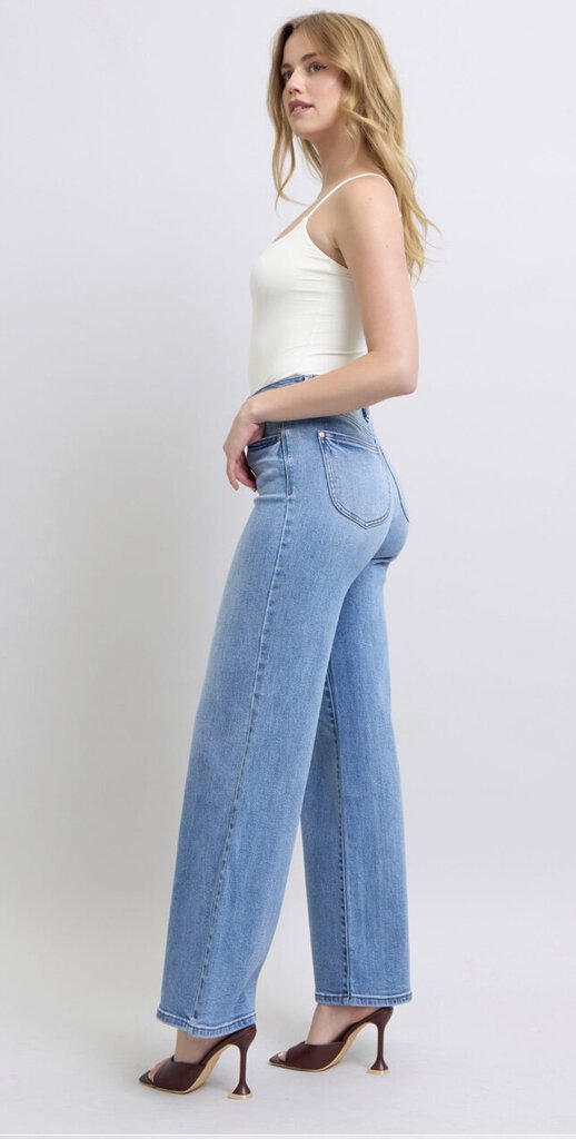 JUDY BLUE High Waist Vintage Wash Retro Wide Leg Jean