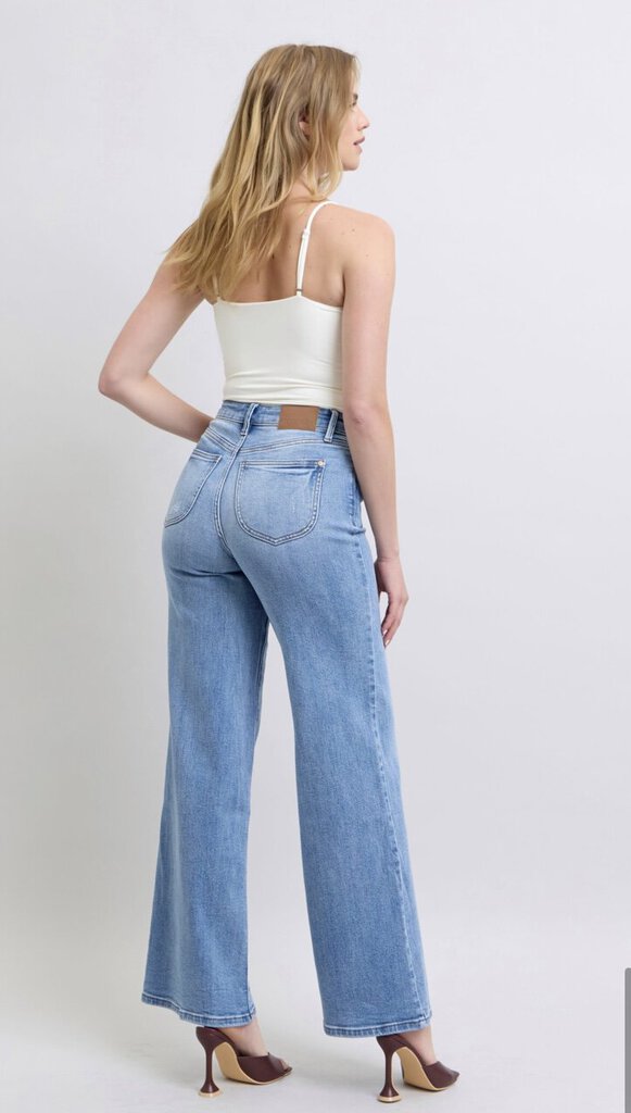 JUDY BLUE High Waist Vintage Wash Retro Wide Leg Jean