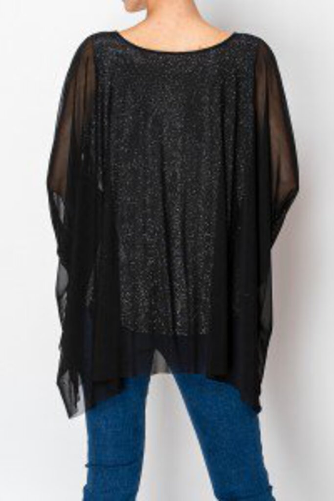 ORIGAMI Black Flowy Chiffon Top