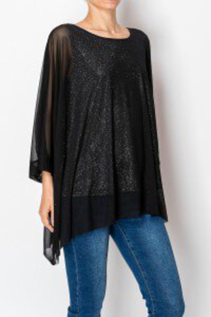 ORIGAMI Black Flowy Chiffon Top