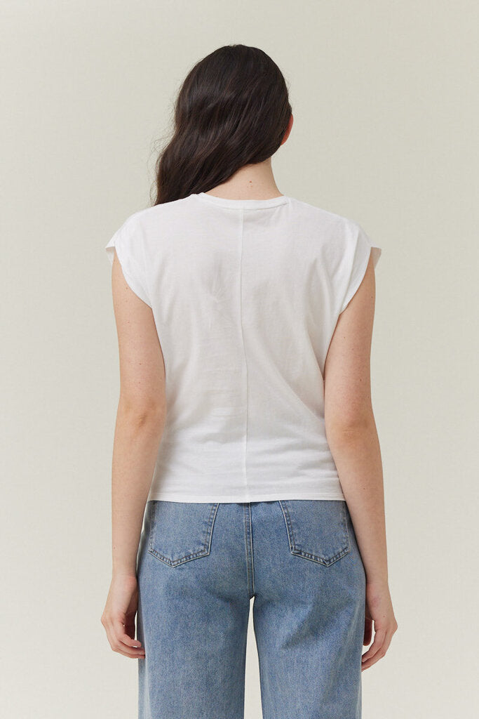 GRADE & GATHER Light Weight White Cotton Cap Sleeve Top