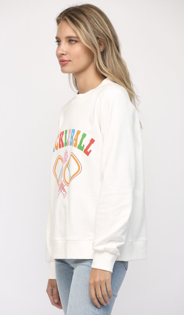 FATE White Pickleball Print Sweatshirt Top