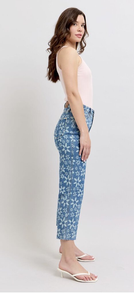 HW Flower Print Crop Wide Leg Jean