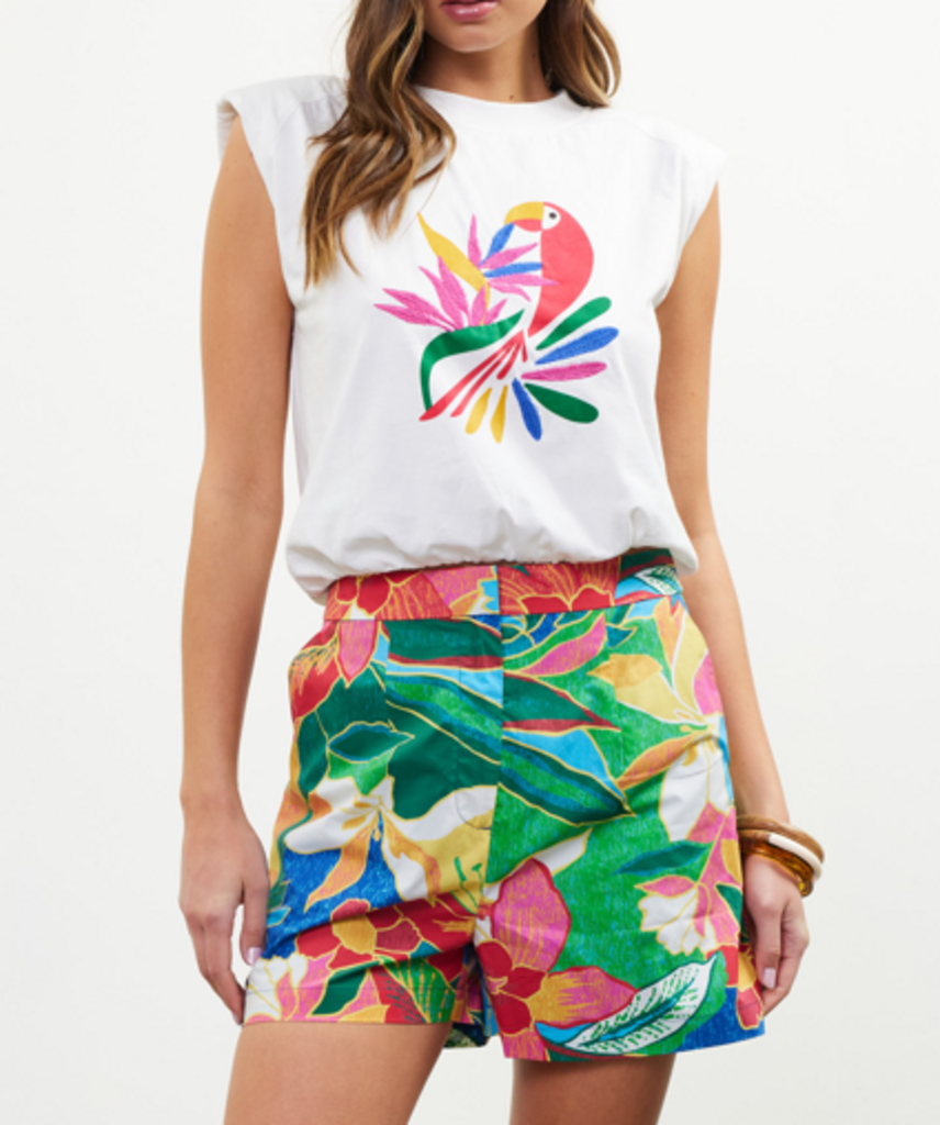 SKIES ARE BLUE Sleeveless White Cotton Top